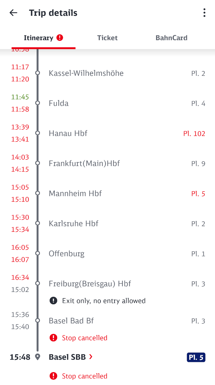 A screenshot of the DB Navigator app