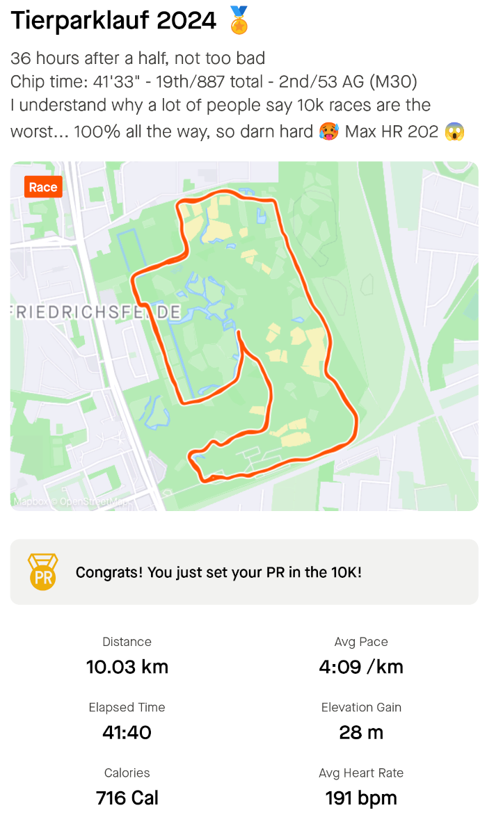 Un screenshot de Strava