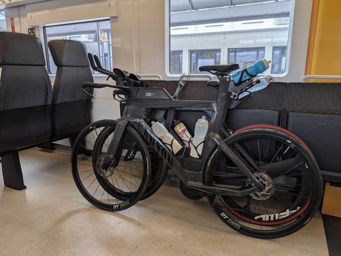 Photo of our bikes on the train
