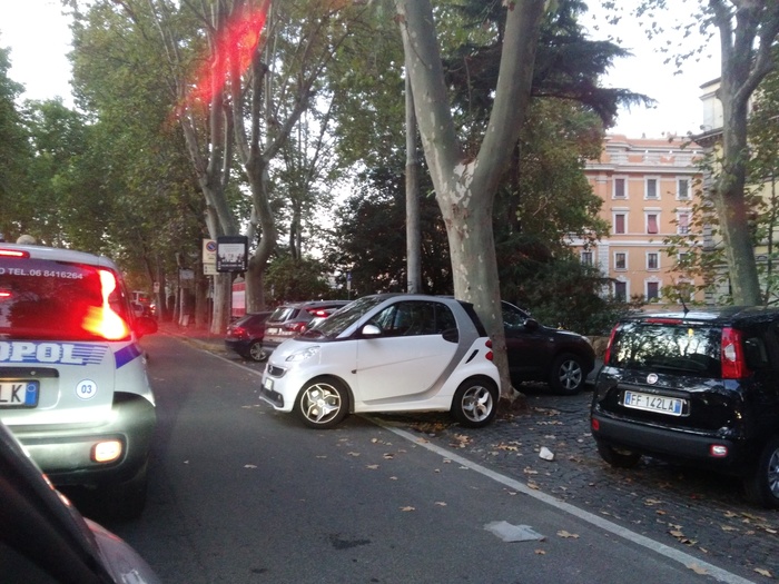 A Smart perpendicularly parked