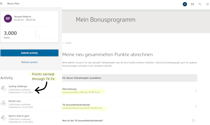 A screenshot of the TK website