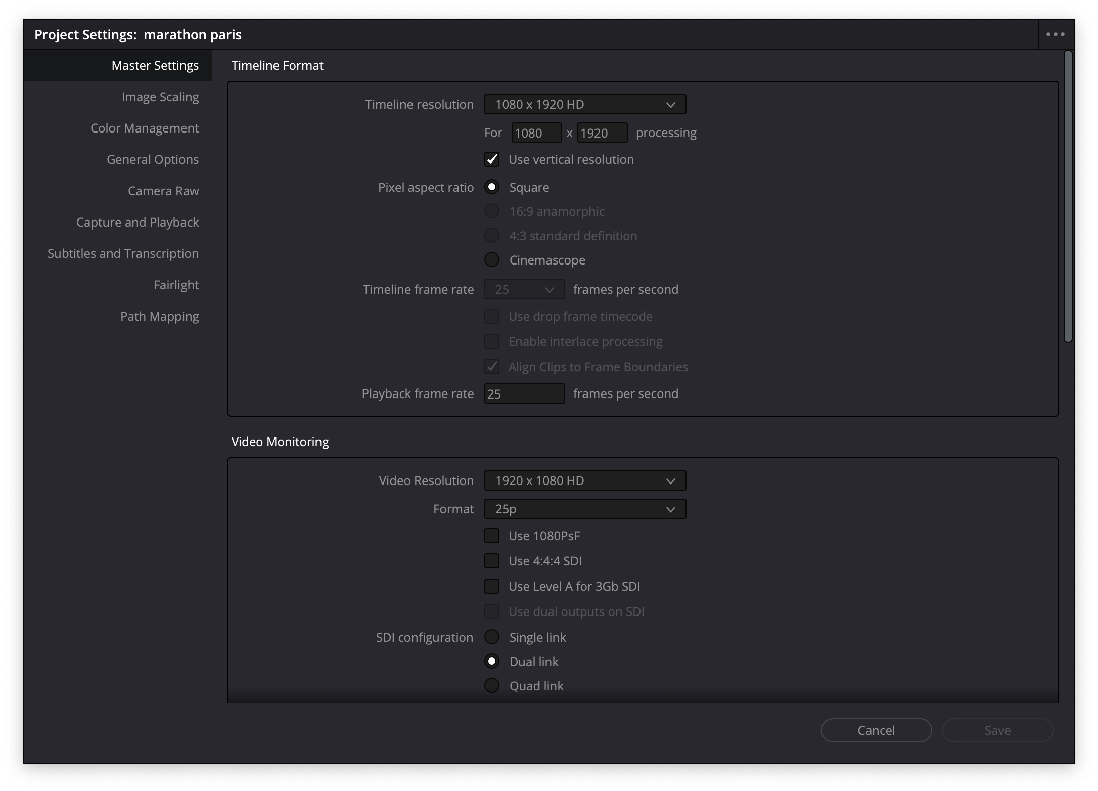 Screenshot of Davinci Resolve