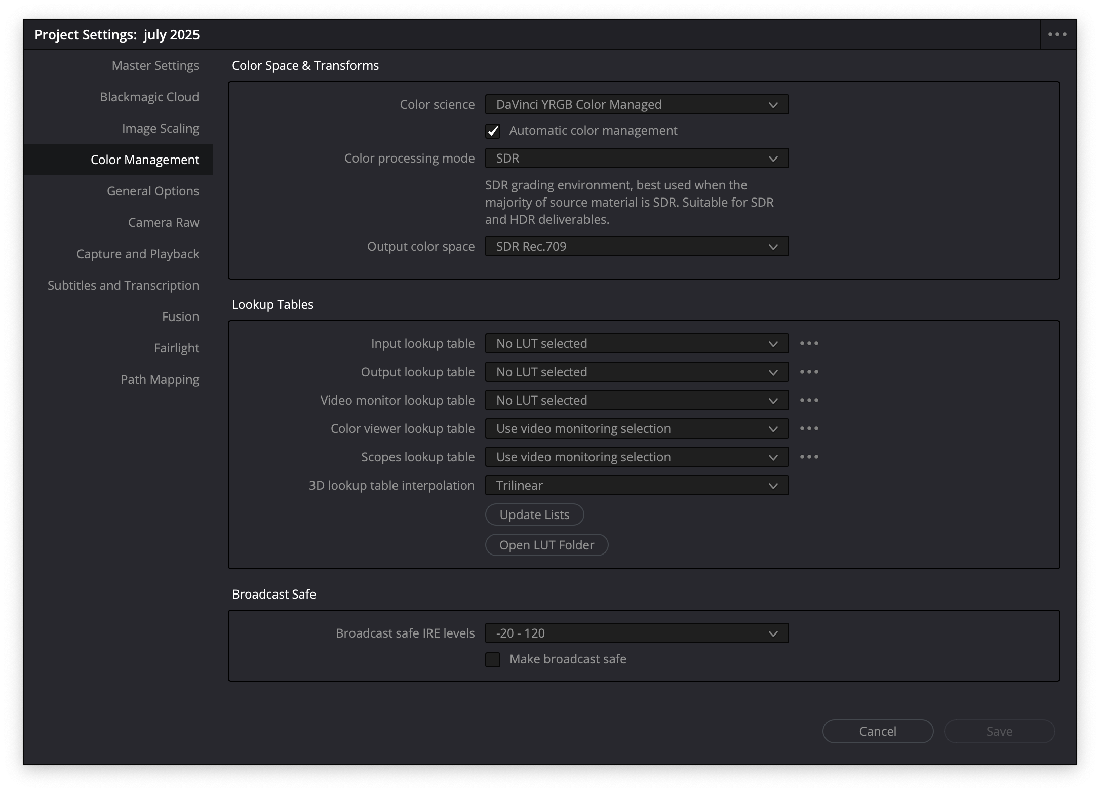 Screenshot of Davinci Resolve