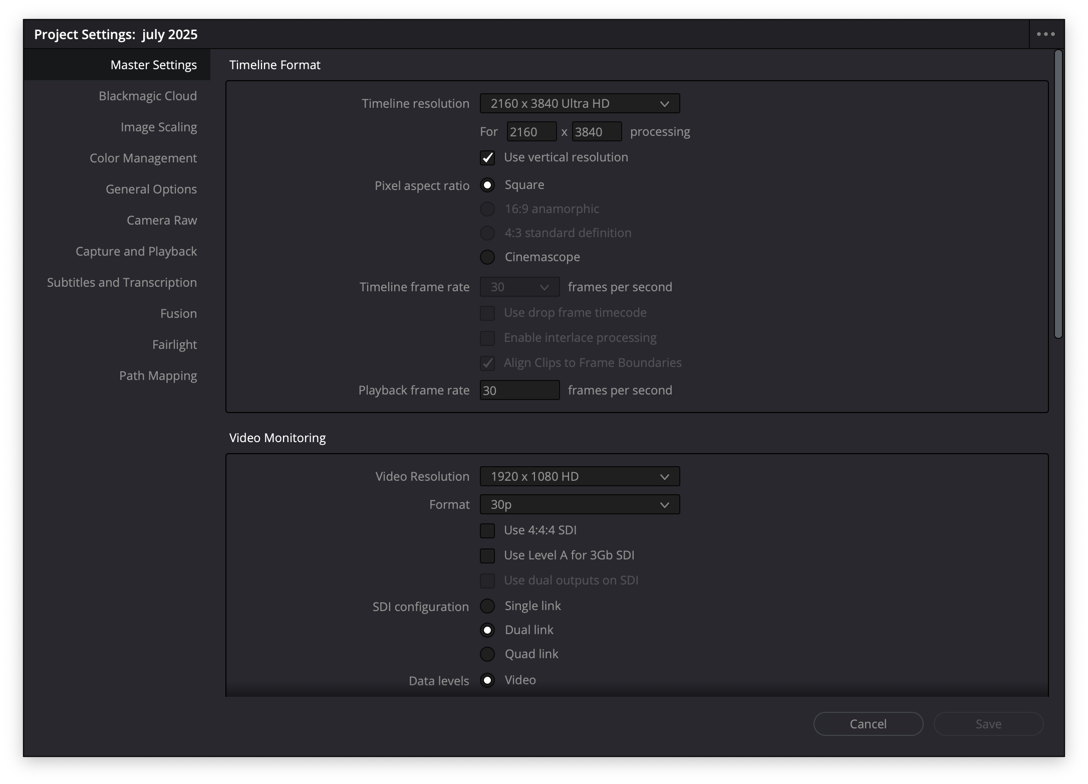 Screenshot of Davinci Resolve