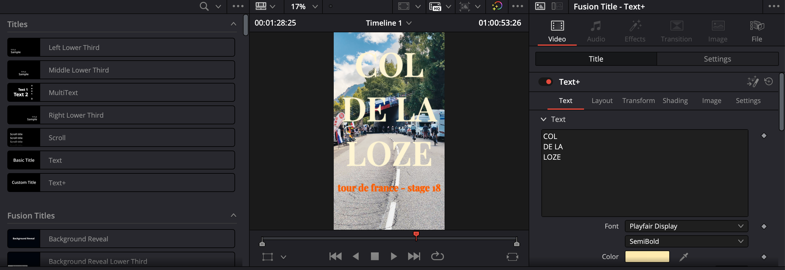 Screenshot of Davinci Resolve